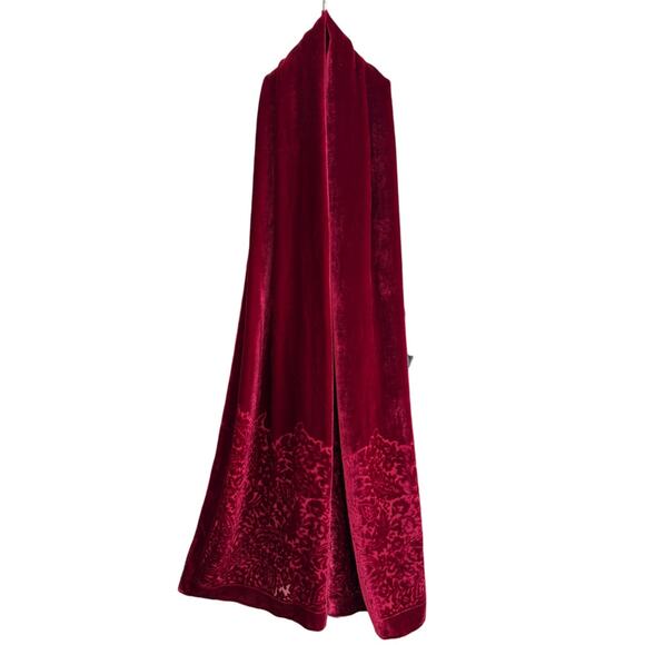 *SOLD Lauren Ralph Lauren Red Silk Rayon Velvet Burnout Scarf Wrap Holiday 74x18 - Picture 2 of 4